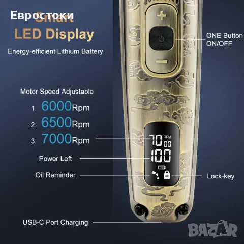 Hatteker Машинка за подстригване. Комплект за подстригване на брада T-Blade, на мустаци, снимка 3 - Машинки за подстригване - 49831320