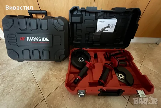 Аксесоари от машини Parkside, нови куфари,антивибрационни дръжки,предпазители шайби,бургии,шила,накр