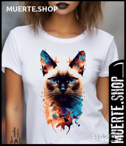 Дамска тениска с щампа SIAMESE CAT, снимка 1 - Тениски - 44012890