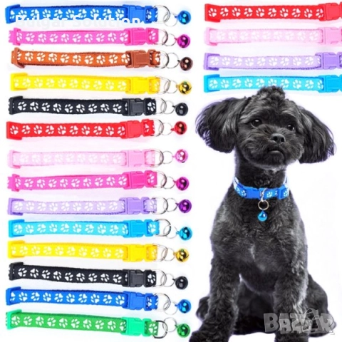 🐈😻🐈‍⬛🐕 Каишка за Домашен любимец със звънче и лапички - за котка или малко куче 🐶, снимка 2 - За котки - 52597095