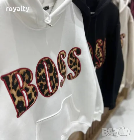 Ватиран памучен суичър лого бродерия с плюш, снимка 2 - Суичъри - 48999686