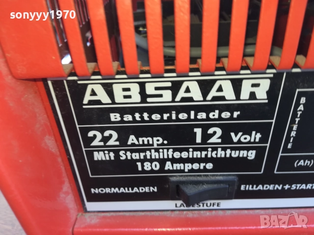 ABSAAR 12V-22AMP BIG BATTERY CHARGER-ВНОС SWISS 2010250628, снимка 2 - Аксесоари и консумативи - 52113027