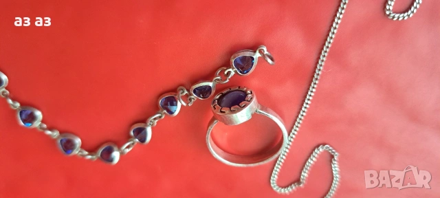 Сребърни бижута-колие,гривна,пръстен , снимка 6 - Колиета, медальони, синджири - 53602121
