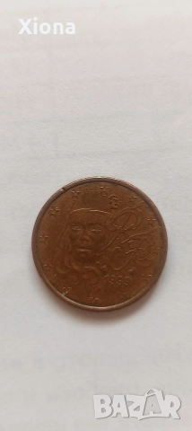 Рядка монета 1 евро цент Франция 1999 г. Първо издание