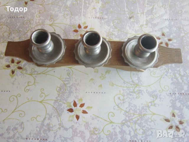 Страхотен свещник дърво и калай, снимка 5 - Колекции - 27195286