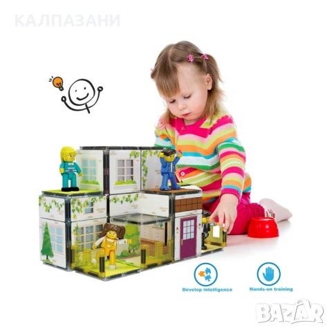 Picasso STEAM Магнитен конструктор Семейна къща - двустранни плочки 65 частиPTQ06, снимка 11 - Конструктори - 52128732