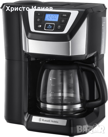 Кафемашина Russell Hobbs с мелница дигитален таймер кана 1,5 л филтърна кафе машина за шварц кафе, снимка 1 - Кафемашини - 44897121