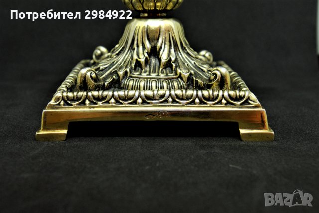 РАЗПРОДАЖБА Сребърен свещник, проба 800 със старо оригинално позлатяване НАМАЛЕНИЕ , снимка 2 - Антикварни и старинни предмети - 37452254