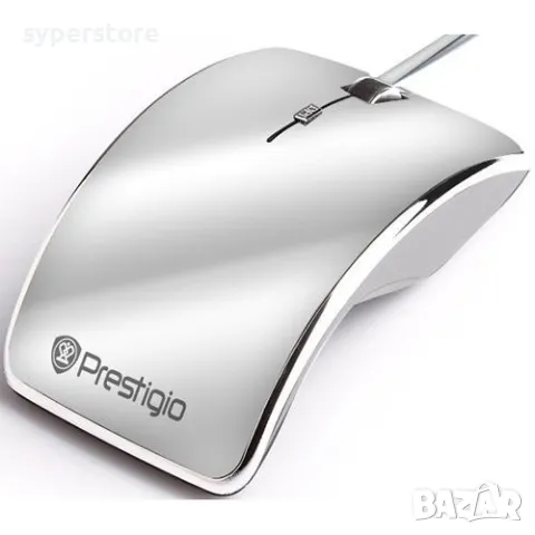 Мишка USB Prestigio MPS005, сива, стилна, ергономичен дизайн 