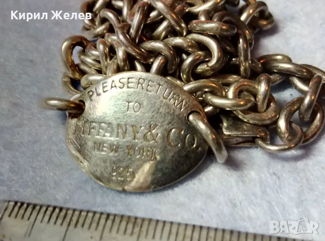 TIFFANY & Co. РАЗКОШНО БУТИКОВО СРЕБЪРНО КОЛИЕ ЧОКЪР ЛАНЕЦ СРЕБРО 925 ТИФАНИ с БЯЛА ПОЗЛАТА 48566, снимка 11 - Колиета, медальони, синджири - 48477005