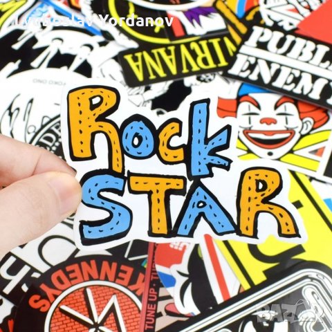 Водоустойчиви стикери 50/100 бр. Rock,Metal,Bands,Punk/Рок,Метал,Банди, снимка 3 - Аксесоари и консумативи - 33196236