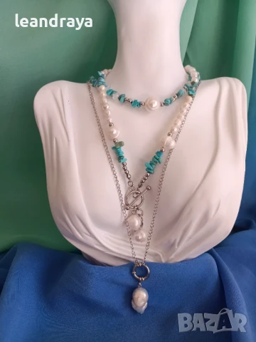 3 колиета перли и стомана, снимка 4 - Колиета, медальони, синджири - 50744224