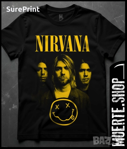 Черна тениска с щампа NIRVANA