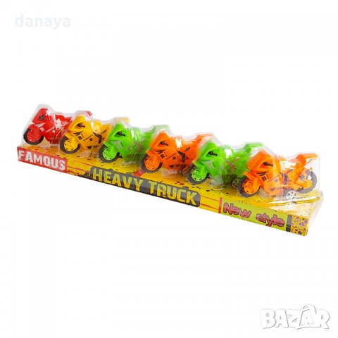 2141 Комплект играчки цветни състезателни мотори, 6 броя