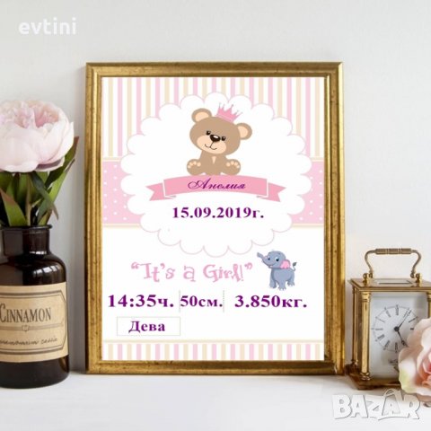 Детска /бебешка/ визитка с данни на детенцето и дизайн по Ваш избор, снимка 11 - Други - 28623694