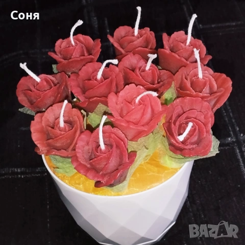 Аранжировка с ароматни восъчни свещи , снимка 3 - Подаръци за жени - 53574968