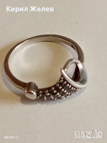 Стилен красив сребърен фешън АРТ пръстен с инкрустирани кристали 52681, снимка 5 - Пръстени - 53059718