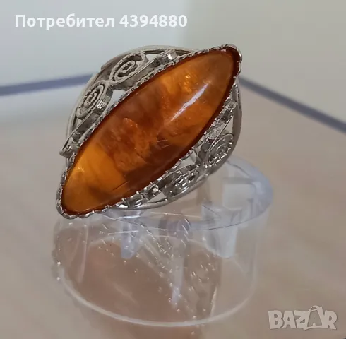 Пръстен с кехлибар , снимка 6 - Пръстени - 49423612