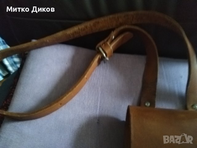 Тъмнокафява чанта естеЧанта естествена кожа за през рамо като командирска деб.кожа 5см. 270х147х90мм, снимка 6 - Чанти - 43050206
