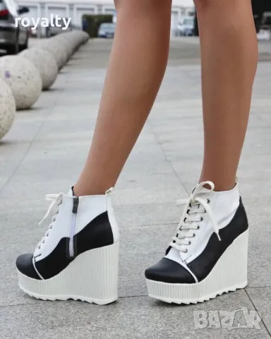 Боти на платформа - Кожа, снимка 4 - Дамски боти - 49197124