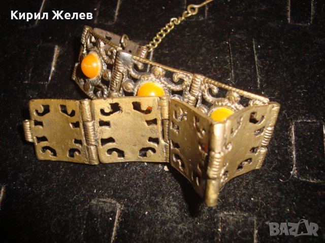 ВЪЗРОЖДЕНСКА БРОНЗОВА МАЙСТОРСКА ИЗРАБОТКА с ИНКРУСТИРАН КАТАЛИН ЕТНО ГРИВНА 4829, снимка 14 - Антикварни и старинни предмети - 32265646