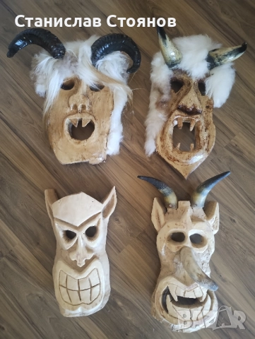 Дървени лица (коруби) цели маски Сурвакарски/Кукерски