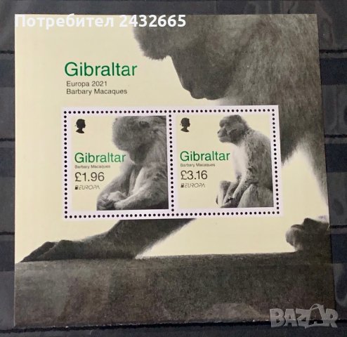 1944. Гибралтар 2021 ~ “ Фауна. Europa stamps : Варварски макак.”, **, MNH