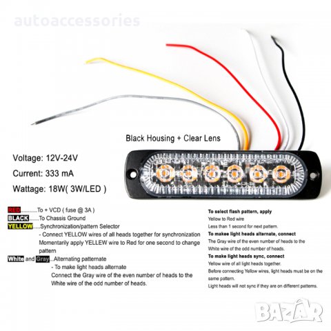 3000051157 Блиц 6-LED аварийни мигащи странични светлини за мотоциклет,бус,камион 06L2, снимка 6 - Аксесоари и консумативи - 27706056