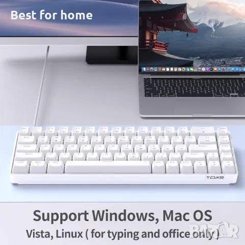 Геймърска клавиатура с LED подсветка и 68 клавиша TMKB60 , снимка 8 - Клавиатури и мишки - 50108457