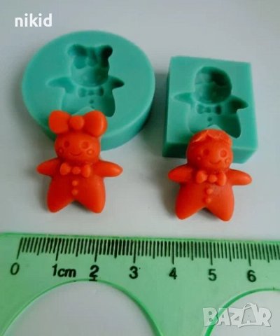 мини джинджифилово човече бисквитка момиче момче силиконов молд форма фондан шоколад декор, снимка 2 - Форми - 43402077