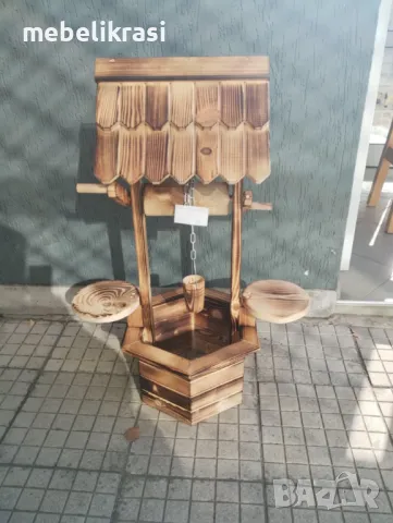 Малък декоративен кладенец с 2 поставки за цветя с височина 80 см.. , снимка 4 - Градински мебели, декорация  - 47902776