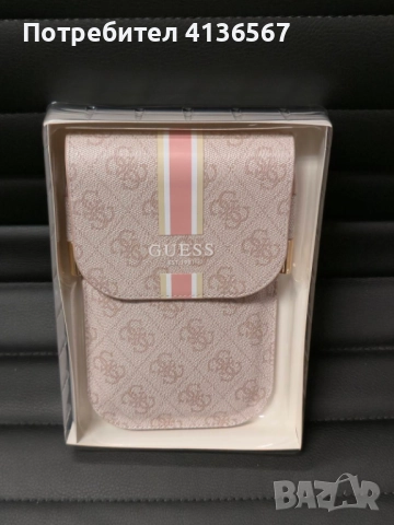 Оригинална дамска мини чанта GUESS – розова, нова, в луксозна кутия, снимка 3 - Чанти - 52341414
