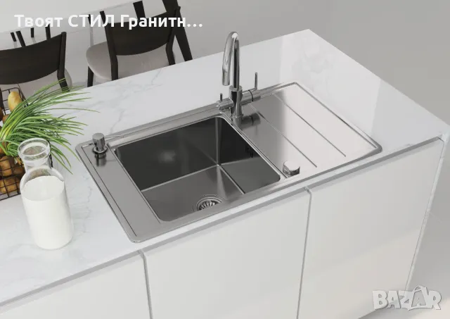 Хром Смесител за кухненска мивка с чучур за филтрирана вода - 9750F, снимка 2 - Смесители - 47846121