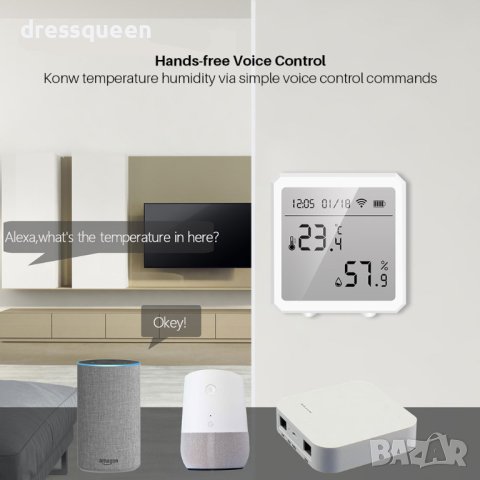 3993 Wifi стаен термометър хигрометър със сензор за температура и влажност, снимка 9 - Други стоки за дома - 43942271