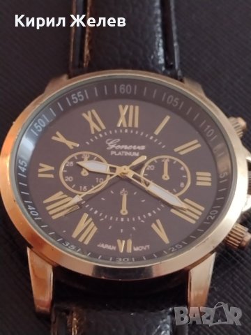 GENEVA PLATINUM МОДЕРЕН СТИЛЕН ДИЗАЙН ДАМСКИ ЧАСОВНИК МНОГО КРАСИВ С КОЖЕНА КАИШКА 26479, снимка 4 - Дамски - 38721808