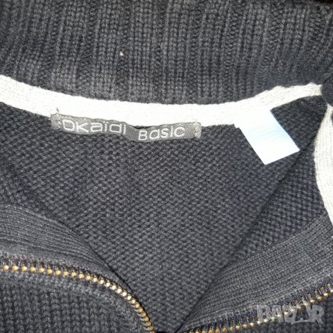 12-18м 86см  Жилетка с дълъг ръкав Окайди Okaidi Материя машинно плетиво Цвят много тъмно сиво, почт, снимка 2 - Бебешки якета и елеци - 26747916