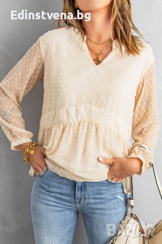 Дамска блуза с дълъг ръкав и принт на точки, снимка 3 - Блузи с дълъг ръкав и пуловери - 40698099