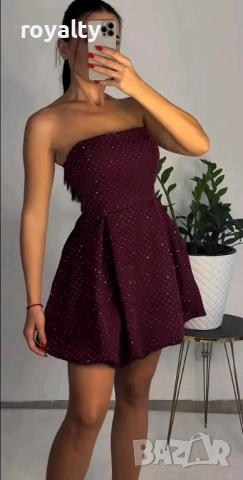 Червена Дамска Рокля с Камъни 