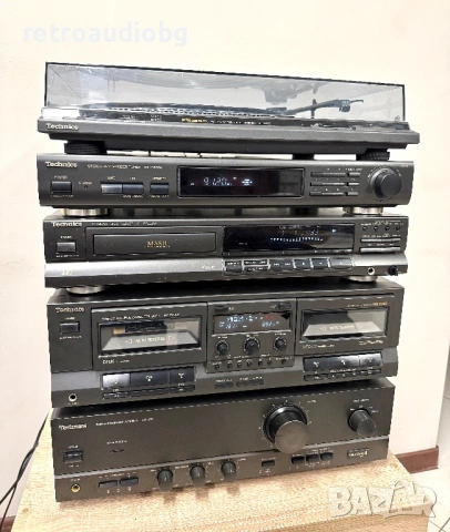 🔊Ретро аудио система - сет TECHNICS - усилвател, сд плеър, двукасетъчен дек, тунер и грамофон🔊