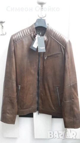 Чисто ново кожено яке размер Л - 52. Естествена кожа. Кафяво, спортен, втален силует., снимка 2 - Якета - 53500838