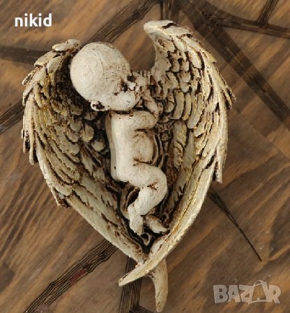 3d Ангел бебе спящо в крила дълбок силиконов молд форма декорация и украса торта фондан гипс пита, снимка 2 - Форми - 36830758