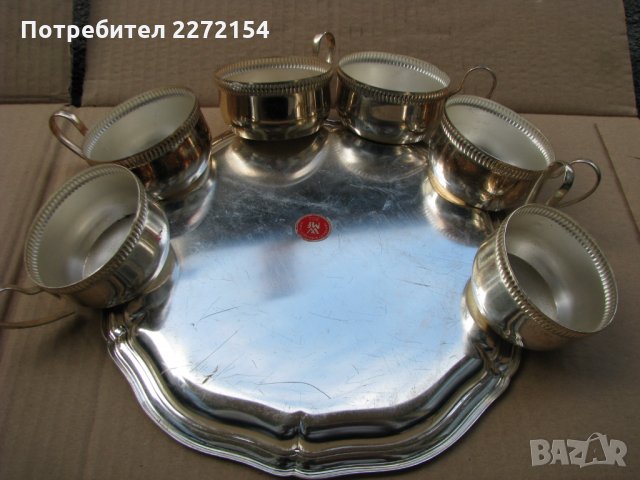 Посребрен поднос с чаши за чай WMF, снимка 2 - Антикварни и старинни предмети - 28548784