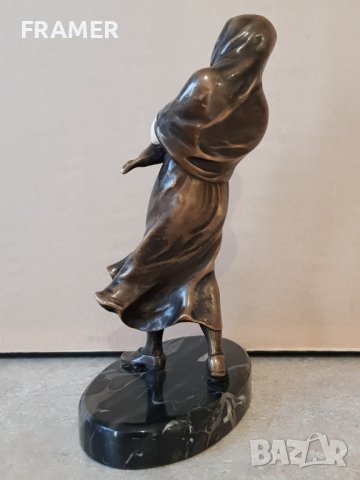 През бурята скулптура стил АРТ ДЕКО Франция 19 век бронз и слонова кост, снимка 6 - Статуетки - 42960018