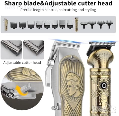 Нов Комплект за подстригване и бръснене HIENA PRO, безжичен дизайн за мъже, снимка 3 - Машинки за подстригване - 52244204