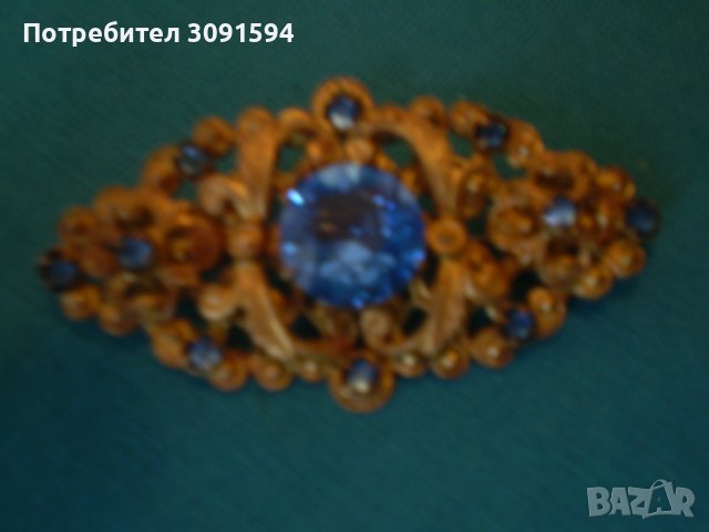 антикварна брошка  сини кристали , снимка 8 - Антикварни и старинни предмети - 37983099
