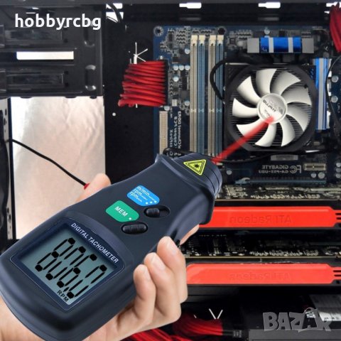 Цифров лазерен 2в1 фото тахометър – контактен и безконтактен RPM, снимка 2 - Измервателни инструменти - 21707316