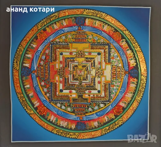 Калачакра Мандала Тханка - синя