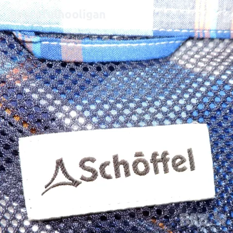 SCHÖFFEL Mens Blue Check Short Sleeve Outdoor Shirt -мъжка памучна риза за туризъм размер L, снимка 12 - Ризи - 50411026