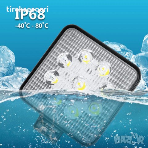 Квадратен Диоден фар 27W за офроуд джип ATV Диоден халоген LED фар, снимка 3 - Аксесоари и консумативи - 33532312