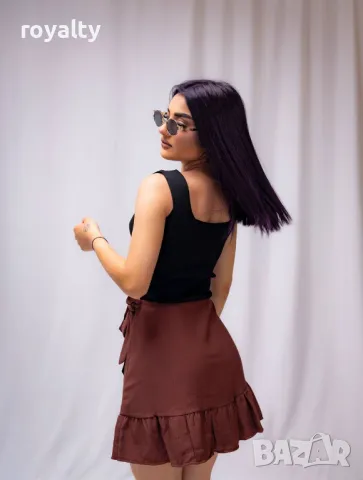 Кафява дамска пола , снимка 3 - Поли - 50376603